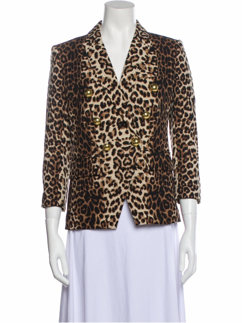 Veronica Beard Leopard Print Double-Breasted Blazer in Brown